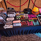 Photo booth props table with fun accessories for guests
