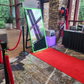 Mirror Photo Booth red carpet and stanchions setup