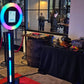 Selfie Station photo booth setup with backdrop