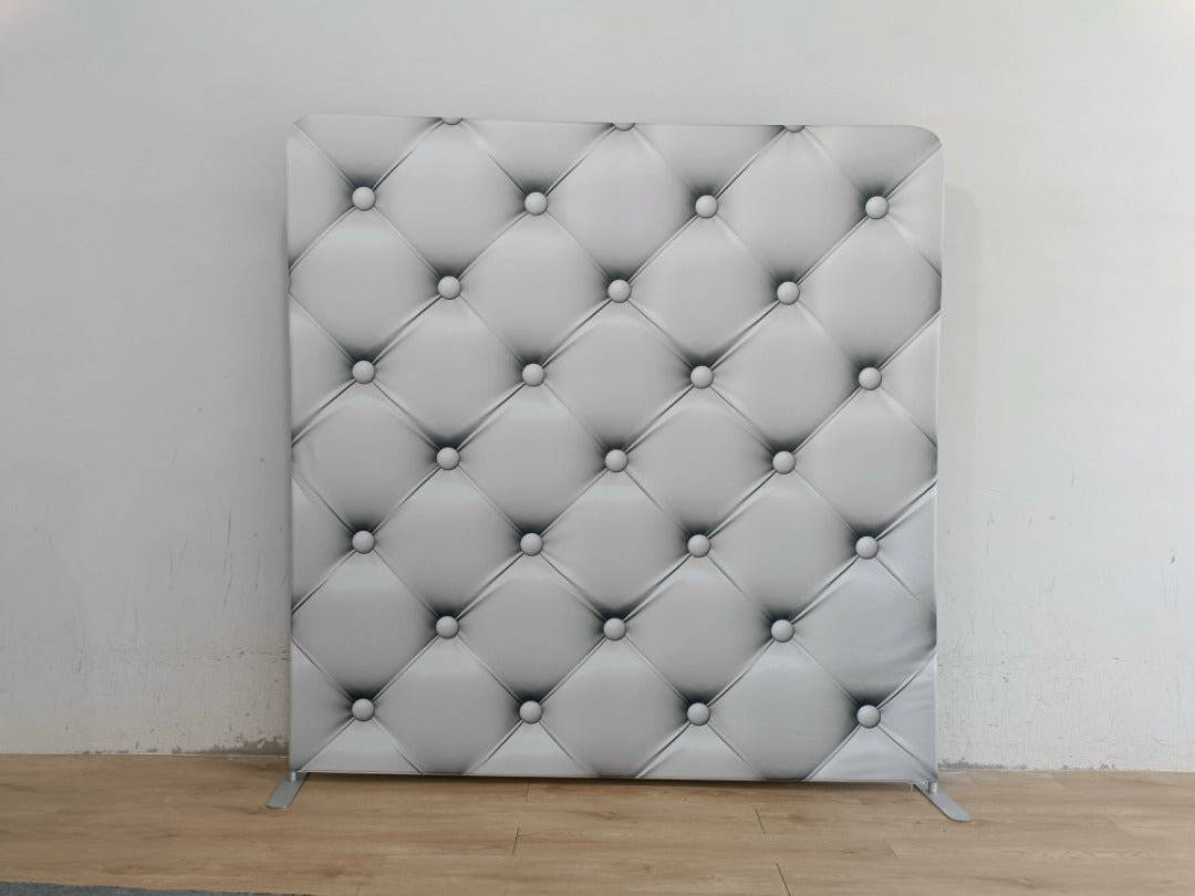 Deluxe white 8x8 event backdrop rental by Snap&Fun