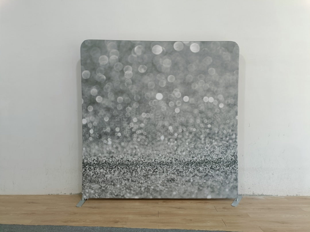 Silver 8x8 event backdrop rental by Snap&Fun